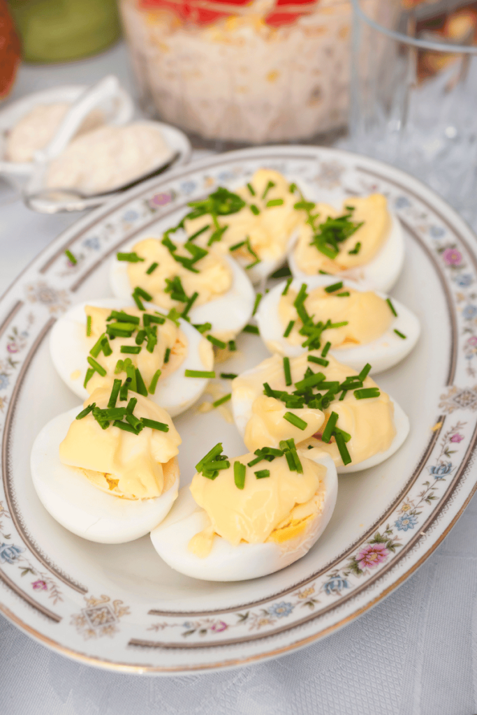 A plate of deviled eggs